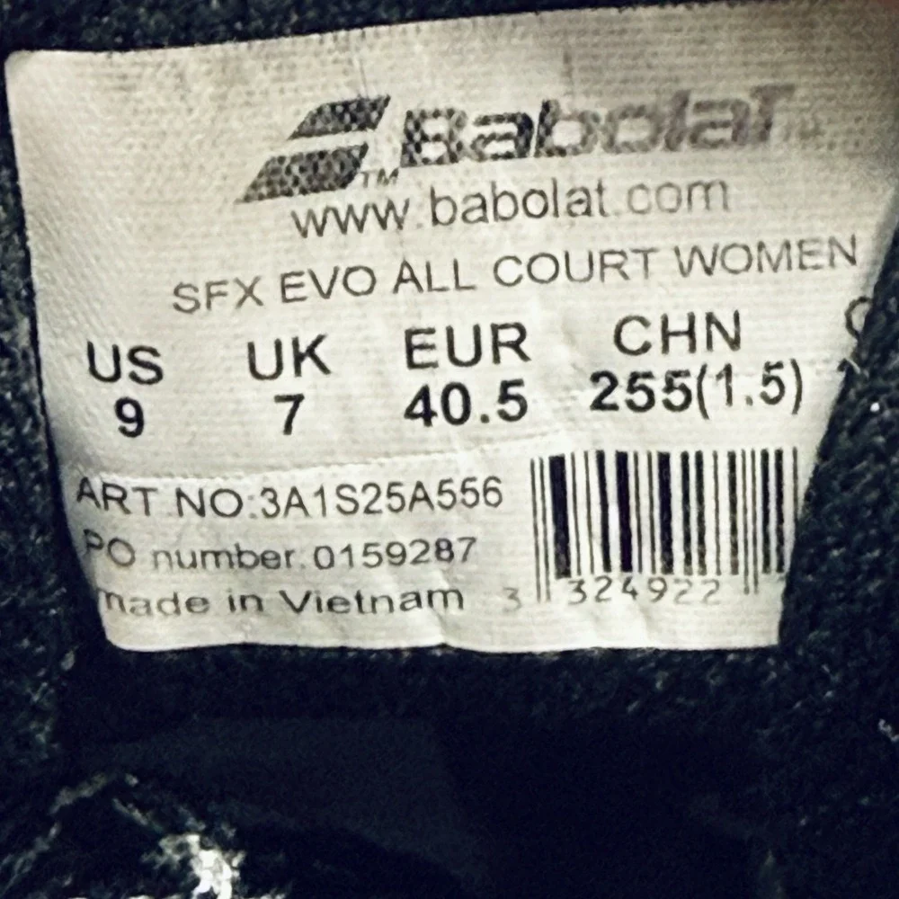 Babolat SFX Evo All Court Womens US Size 9 Black Tennis Shoes Michelin Sole
